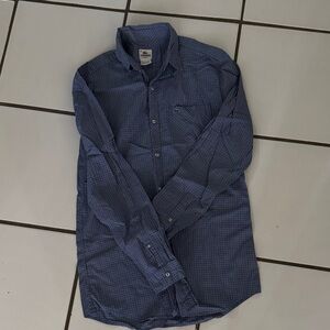 Lacoste Blue Micro-Check Long Sleeve Dress Shirt